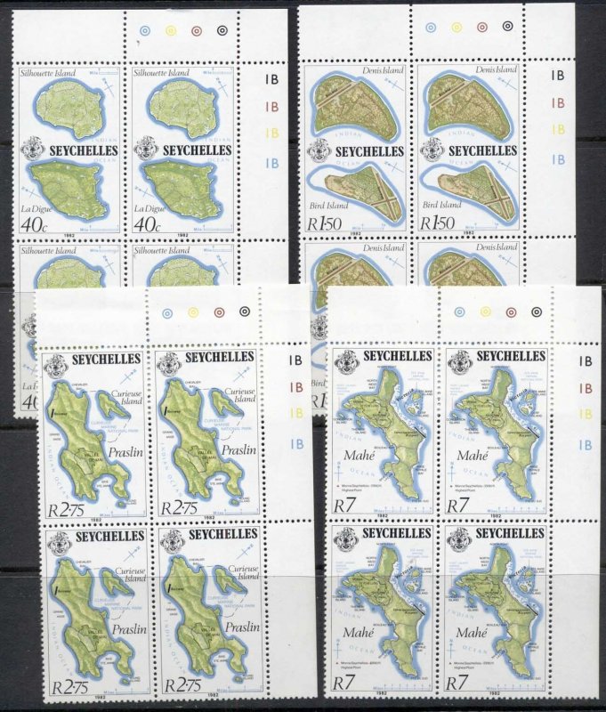 Seychelles 1982 Island Maps blk4 MUH