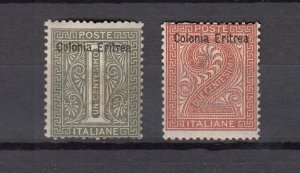 J43907 JL Stamps 1892 eritrea mh #1-2 ovpt,s