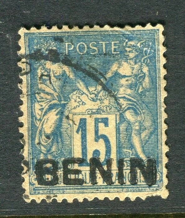 FRENCH COLONIES BENIN 1890s classic P & C Optd. issue used 15c. value