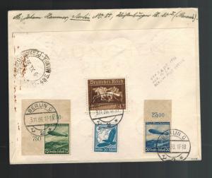 1936 Germany Hindenburg Zeppelin cover to Recife Brazil LZ 129 6th SAF See back!