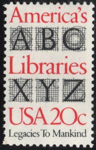 SC#2015 20¢ America's Libraries Single (1982) MNH