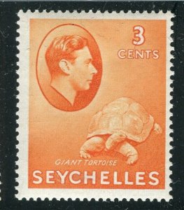 SEYCHELLES; 1938 early GVI pictorial issue Mint hinged Chalk Paper 3c. value