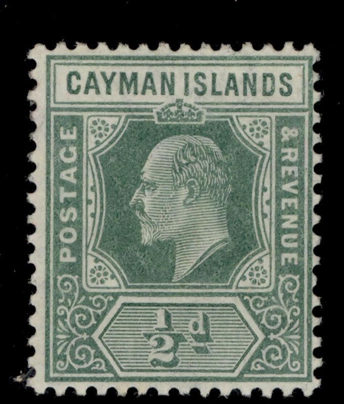CAYMAN ISLANDS EDVII SG25, ½d green, M MINT.