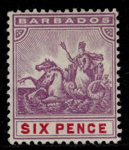 BARBADOS EDVII SG141, 6d malva e carmim, M Estado perfeito. Gato-