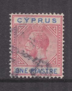 CYPRUS, 1912 KGV, Script CA, 1pi. Carmine & Blue, used, heavy cancel.