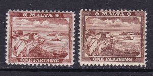 Malta Scott 24-25, 1905, 1910 1 farthings Harbor wmk MC&CA ,  F/VF MLH Scott $20