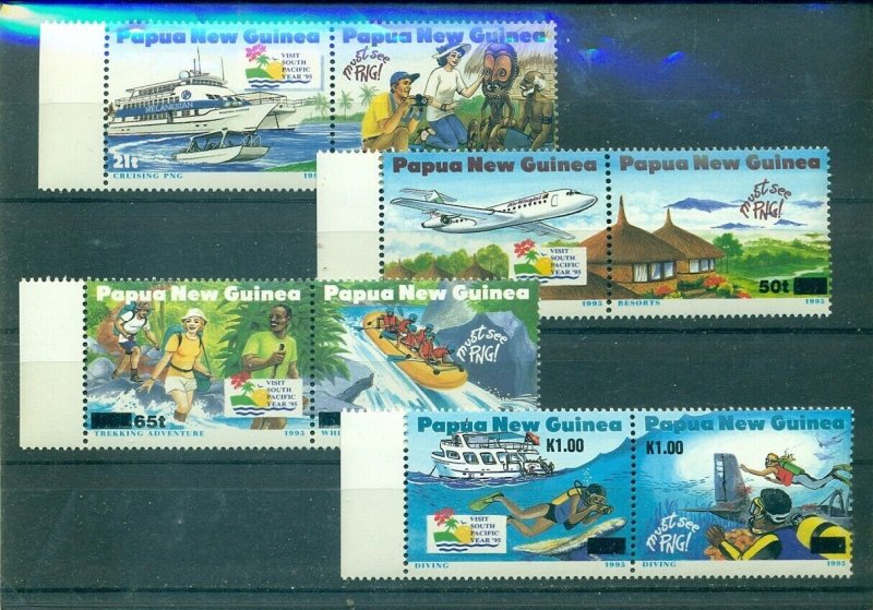 Papua New Guinea - Sc# 852-9. 1995 Tourism. MNH Pairs. $22.50.