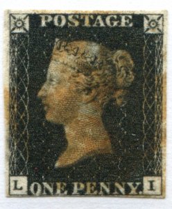 Great Britain Penny Black LI with 4 Close to Large Even Margins