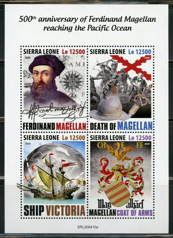 SIERRA LEONE 2020  500th ANN OF FERD MAGELLAN REACHING PACIFIC OCEAN SHT MINT