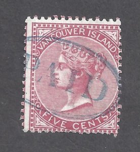 CANADA BRITISH COLUMBIA # 5 USED 5c ROSE QUEEN VICTORIA PERF 14 BS27848