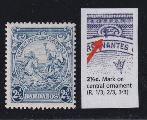 Barbados, SG 251a, MLH Mark on Central Ornament variety