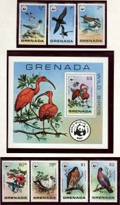 GRENADA Scott 849-55,856 Birds mint Never Hinged  jp