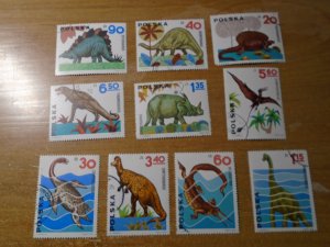 Poland  #  1307-16  used -- Dinosaurs