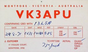 MONTROSE VICTORIA Australia 1971 Amateur Radio QSL Card 16582