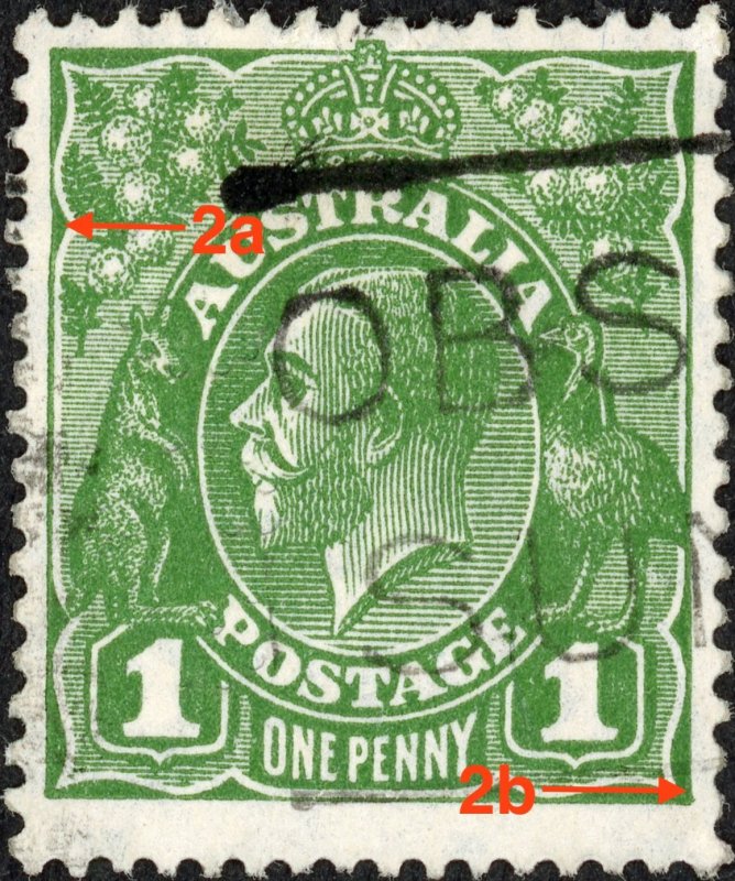 Australia SG95 Plate VI, Pos 14  variety with two characteristics Ref:409