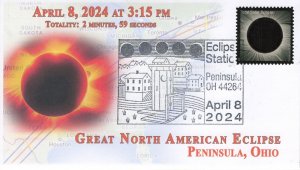 24-052, 2024, Total Eclipse 2024,  Event Cover, Pictorial Postmark, Peninsula OH