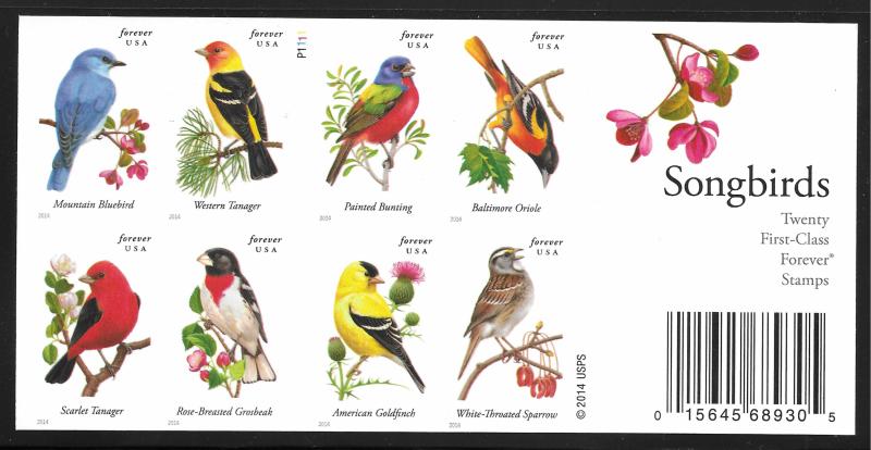US #4891b (49c) Song Birds MNH Pane of 20 Imperf