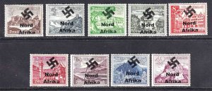 GERMANY B160-B168 NORD AFRIKA OVERPRINT OG H M/M VF x9 VERY NICE GUM