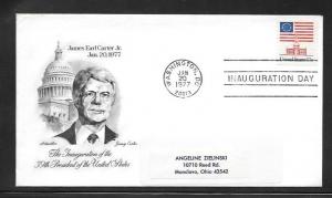 Just Fun Cover #1625 on 1977 Jimmy Carter Inauguration Cover (my3207)