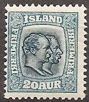 ICELAND  79 Mint OG 1907 20a blue Definitive