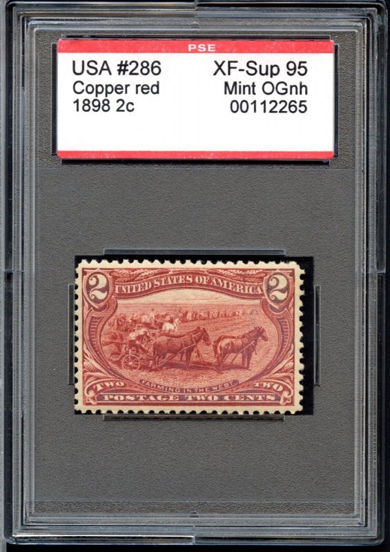 US SCOTT #286 MINT-XF-SUP-OG-NH GRADED 95 PSE ENCAPSULATED SMQ $625 (7/23/24 GP)