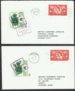 GREAT BRITAIN -  GUERNSEY 1953 B.E.A. 6d label affixed for Guernsey - 47055