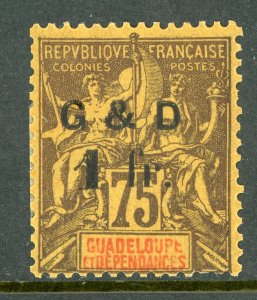 Guadeloupe 1900 French Colony 1 Franc/40¢ Brown SG #57 Mint D986