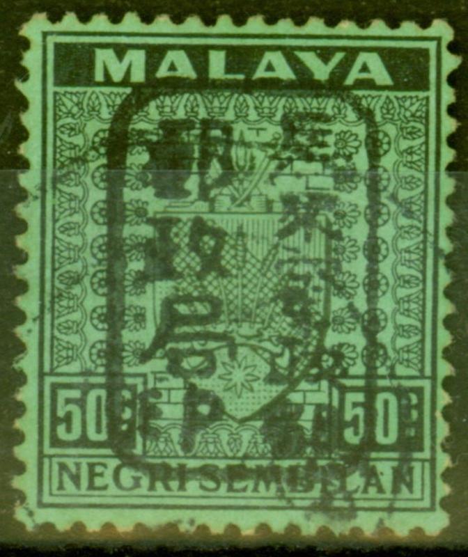 Malaya Jap Occu Negri Sembilan 1942 50c Black-Emerald SGJ173 V.F.U Scarce