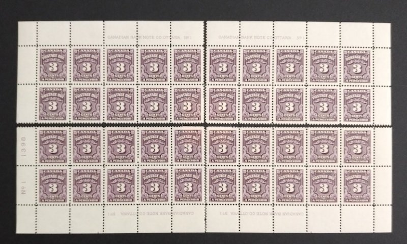 Canada J16B Plate Blocks Matched Set No 1 VF MNH 