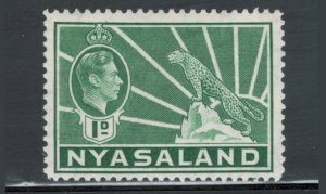 Nyasaland 1942 King George VI & Leopard 1p Scott # 55A MH