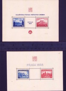 CZECHOSLOVAKIA 1937 & 1938 Souvenir Sheets MNH