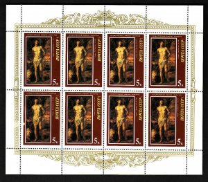 Russia-Sc#5561a-2a-two unused NH sheets of 8-Titian-Durer-Paintings-Hermitage Mu