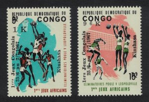 DR Congo Basketball Volleyball Sports 2v 1967 MNH SG#642-643