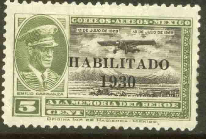 MEXICO C29, 5cents HABILITADO 1930, CAPT. E. CARRANZA. MINT, NH. F-VF..