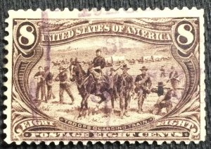 US #289 Used Single PM Cut perfs Troops Guarding Wagon Train SCV $47.50