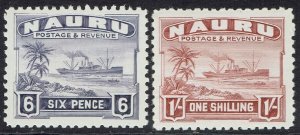 NAURU 1924 SHIP 6D AND 1/- SMOOTH PAPER MNH **