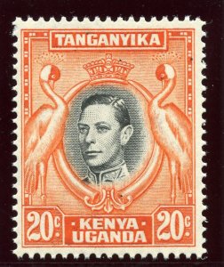 K.U.T. 1938 KGVI 20c deep black & deep orange (p13¼x13¾) superb MNH. SG 139ba.