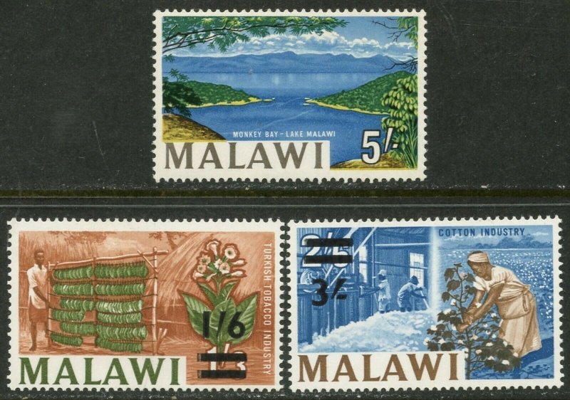 MALAWI  Sc#26-28 1965 Added 5sh and Re-valued Complete OG Mint Hinged