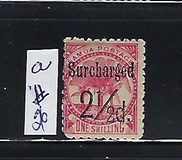 SAMOA SCOTT #26A 1898-1900 SURCHARGE 2 1/2P ON 1SH   (ROSE) -  MINT HINGED