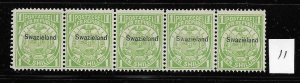 Swaziland 5 MNH in strip of 5 format, f-vf 2022 CV $105.00