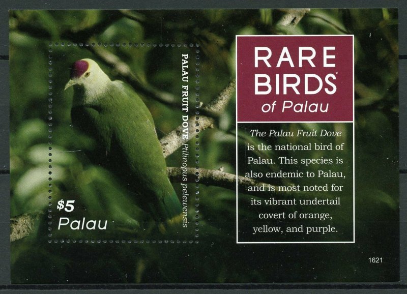 Palau Birds on Stamps 2016 MNH Rare Birds of Palau Fruit Dove Doves 1v S/S