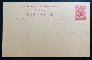 Mint Sarawak Postal Stationery Postcard Red Three Cents