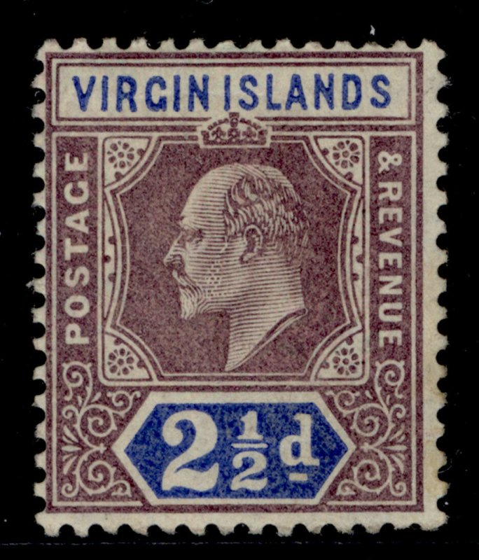 BRITISH VIRGIN ISLANDS EDVII SG57, 2½d dull purple & ultramarine, M MINT.
