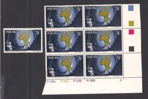 SOUTH AFRICA SC# 455  CONTROL B/6 CYLINDER #1017 PANE A  FVF/MNH  1975