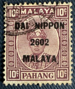 Malaya 1942 Japanese Occupation opt PAHANG 10c F Used SG#J242 M5550