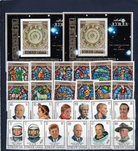 AJMAN 1971 FAMOUS PEOPLE/THEIR SIGNS OF THE ZODIAC SET OF 24 STAMPS & 2 S/S MNH