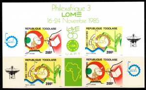 Togo 1985 Sc#C540a COMMUNICATIONS-SATELLITE-SPACE PHILEXAFRICA PAIR IMPERFORATED