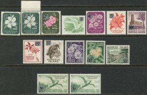 NORFOLK ISLAND Sc#71-82,71a,82a 1966 Re-valued Decimal Set Complete OG Mint VLH