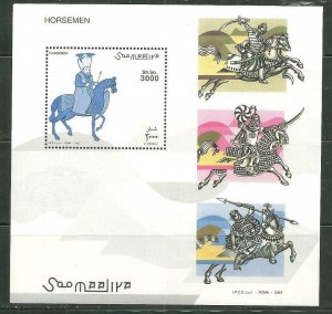 Somalia MNH S/S Horsemen & Weapons LOOOOOK!!!!!