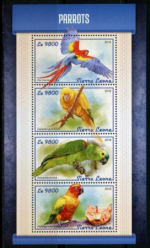 SIERRA  LEONE  2018 PARROTS  SHEET MINT NH